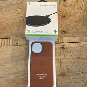 iPhone 12 Pro Max Leather Case and Wireless Charging Pad